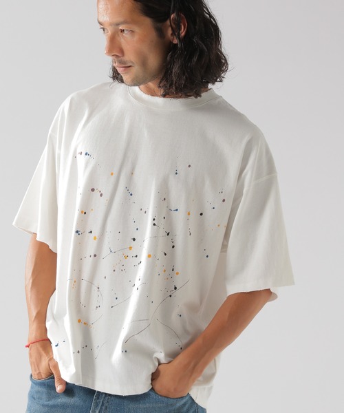 BAYFLOW（ベイフロー）の「ダメージペイントハーフスリーブTシャツ（Tシャツ/カットソー・メンズ・ホワイト/グリーン/チャコール・SMALL/MEDIUM/LARGE）」の4枚目の写真