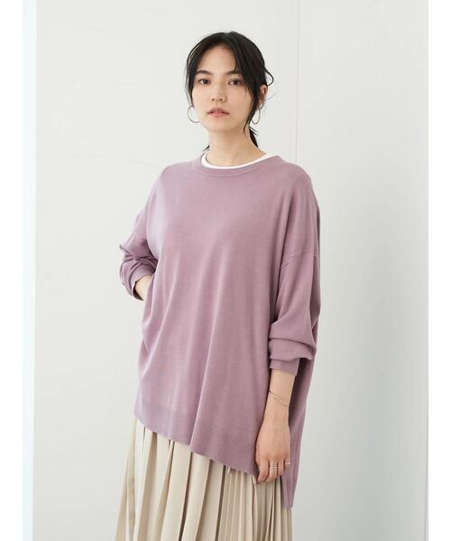 AMERICAN HOLIC(アメリカンホリック)の「クルーネック裾スリットニットプルオーバー *●(ニット/セーター・レディース・ライトグリーン/ブラウン/パープル/ベージュ/ブラック/アイボリー・M/L)」の7枚目の写真