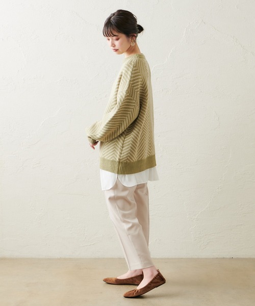 natural couture（ナチュラルクチュール）の「ヘリンボーンジャガードニット（ニット/セーター・レディース・ベージュ/カーキ/アイボリー・FREE）」の11枚目の写真