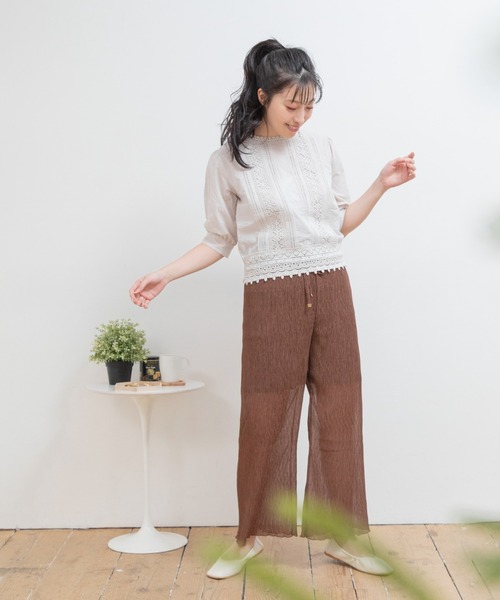 Mysa&Liina（ミーサリーナ）の「シフォンセミフレアシアーパンツ（その他パンツ・レディース・ブラック/ブラウン/ピンク・M）」の9枚目の写真