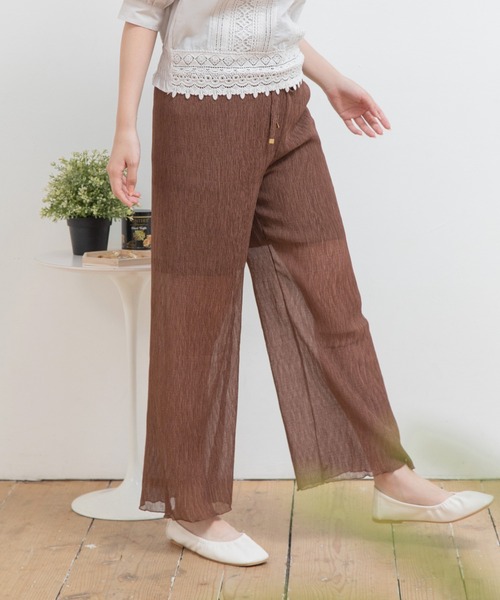 Mysa&Liina（ミーサリーナ）の「シフォンセミフレアシアーパンツ（その他パンツ・レディース・ブラック/ブラウン/ピンク・M）」の10枚目の写真