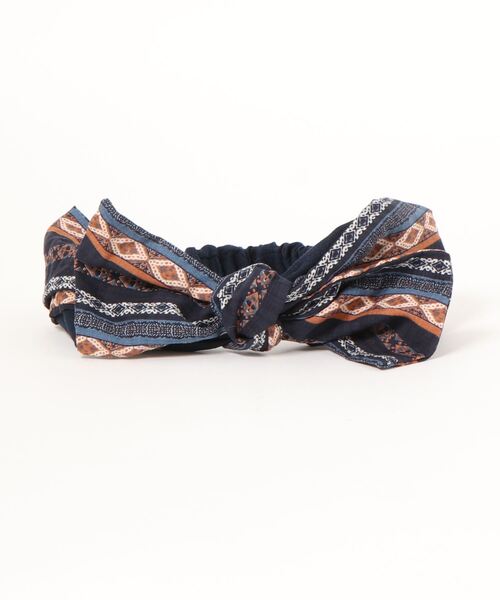 チチカカ(チチカカ)の「キカストライプリボンヘアバンド(ヘアバンド・レディース・ベージュ/ネイビー/オフホワイト・FREE)」の9枚目の写真