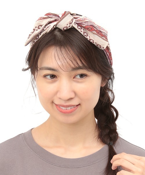 チチカカ(チチカカ)の「キカストライプリボンヘアバンド(ヘアバンド・レディース・ベージュ/ネイビー/オフホワイト・FREE)」の5枚目の写真