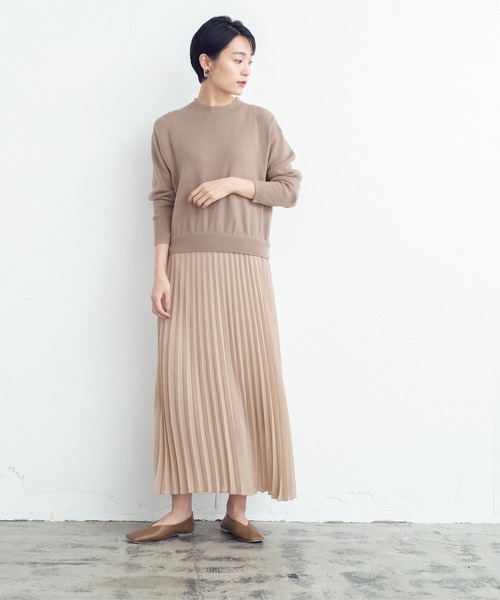 miette(ミエット)の「ニットドッキングプリーツワンピース(ワンピース・レディース・ブラック/ベージュ・FREE)」の15枚目の写真