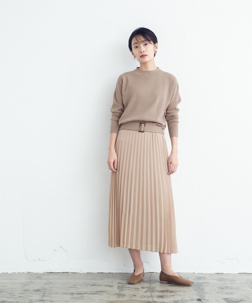 miette(ミエット)の「ニットドッキングプリーツワンピース(ワンピース・レディース・ブラック/ベージュ・FREE)」の5枚目の写真
