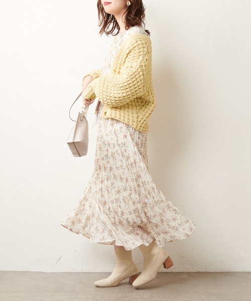 natural couture（ナチュラルクチュール）の「バスケット柄レトロざっくりカーディガン（カーディガン/ボレロ・レディース・アイボリー/ライトグレー/イエロー・FREE）」の13枚目の写真