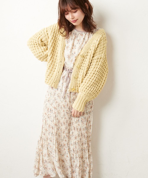 natural couture（ナチュラルクチュール）の「バスケット柄レトロざっくりカーディガン（カーディガン/ボレロ・レディース・アイボリー/ライトグレー/イエロー・FREE）」の12枚目の写真