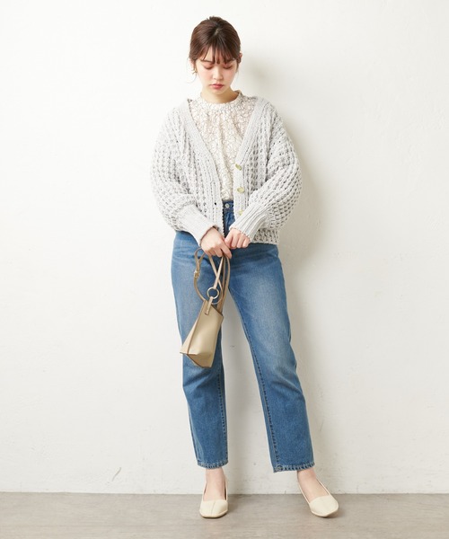 natural couture（ナチュラルクチュール）の「バスケット柄レトロざっくりカーディガン（カーディガン/ボレロ・レディース・アイボリー/ライトグレー/イエロー・FREE）」の18枚目の写真
