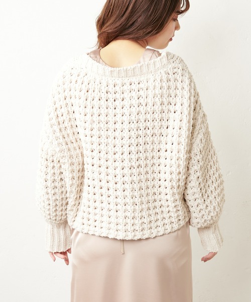 natural couture（ナチュラルクチュール）の「バスケット柄レトロざっくりカーディガン（カーディガン/ボレロ・レディース・アイボリー/ライトグレー/イエロー・FREE）」の21枚目の写真