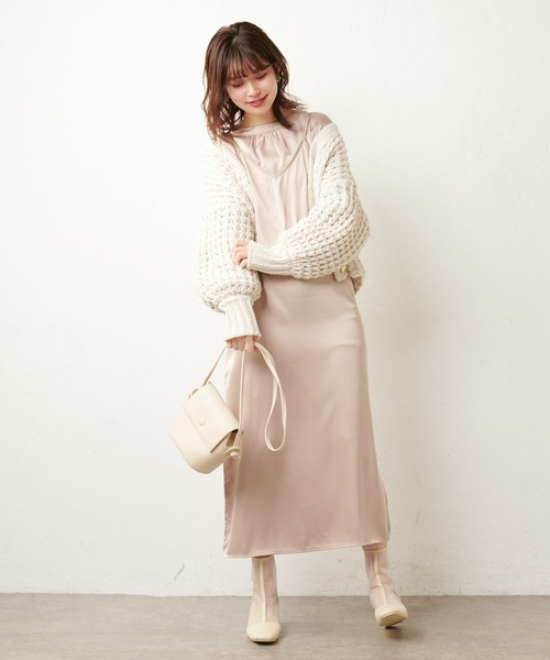 natural couture（ナチュラルクチュール）の「バスケット柄レトロざっくりカーディガン（カーディガン/ボレロ・レディース・アイボリー/ライトグレー/イエロー・FREE）」の7枚目の写真