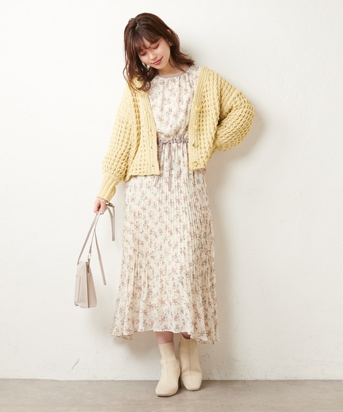 natural couture（ナチュラルクチュール）の「バスケット柄レトロざっくりカーディガン（カーディガン/ボレロ・レディース・アイボリー/ライトグレー/イエロー・FREE）」の14枚目の写真