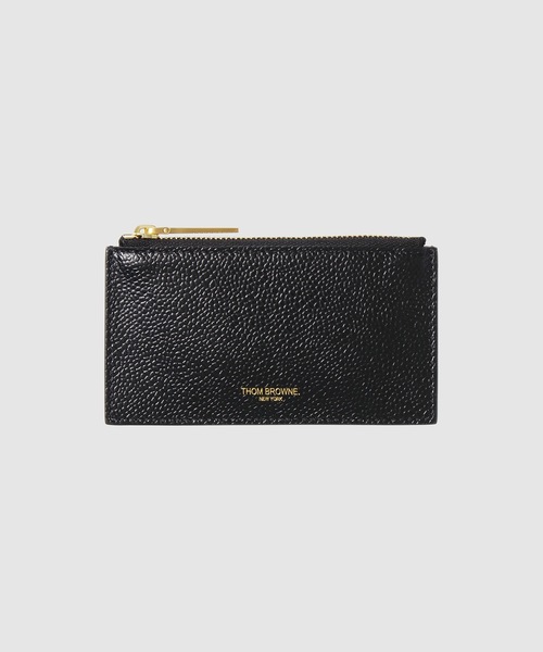 ZIPPERED CARD WALLET IN PEBBLE GRAIN LEATHER