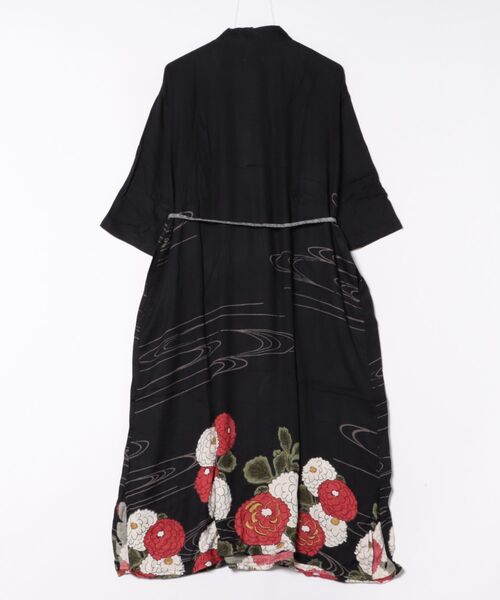 カヤ（カヤ）の「【カヤ】冬牡丹 着物風ワンピース（ワンピース・レディース・パープル/ネイビー/スミクロ・FREE）」の16枚目の写真