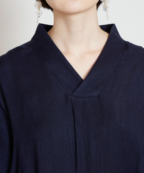 カヤ（カヤ）の「【カヤ】冬牡丹 着物風ワンピース（ワンピース・レディース・パープル/ネイビー/スミクロ・FREE）」の6枚目の写真