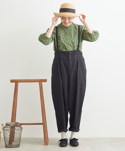 chambre de charme（シャンブルドゥシャーム）の「cdc ドビー コクリコプリント　はんぱ袖ブラウス（シャツ/ブラウス・レディース・ネイビー/カーキ・FREE）」の8枚目の写真