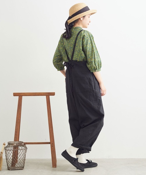 chambre de charme（シャンブルドゥシャーム）の「cdc ドビー コクリコプリント　はんぱ袖ブラウス（シャツ/ブラウス・レディース・ネイビー/カーキ・FREE）」の3枚目の写真