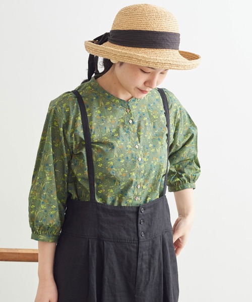 chambre de charme（シャンブルドゥシャーム）の「cdc ドビー コクリコプリント　はんぱ袖ブラウス（シャツ/ブラウス・レディース・ネイビー/カーキ・FREE）」の17枚目の写真