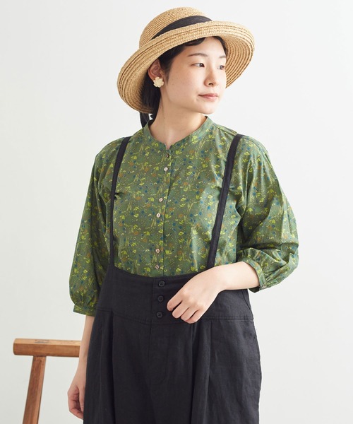 chambre de charme（シャンブルドゥシャーム）の「cdc ドビー コクリコプリント　はんぱ袖ブラウス（シャツ/ブラウス・レディース・ネイビー/カーキ・FREE）」の6枚目の写真