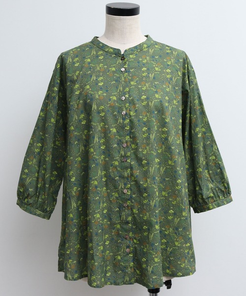 chambre de charme（シャンブルドゥシャーム）の「cdc ドビー コクリコプリント　はんぱ袖ブラウス（シャツ/ブラウス・レディース・ネイビー/カーキ・FREE）」の12枚目の写真