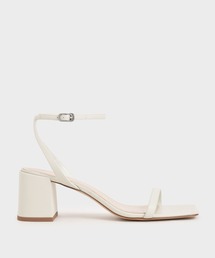 テクスチャード アシンメトリックストラップサンダル / Textured Asymmetric Ankle Strap Sandals