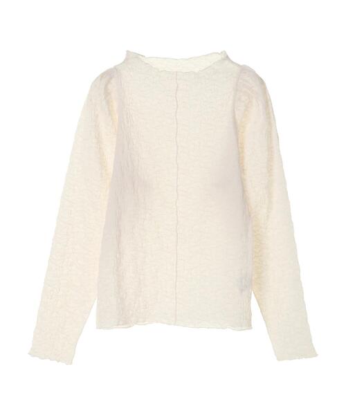 earth music&ecology（アースミュージックアンドエコロジー）の「パワーショルダーレースカットプルオーバー ＊（Tシャツ/カットソー・レディース・ブラック/ベージュ/オフホワイト/ミント・FREE）」の6枚目の写真