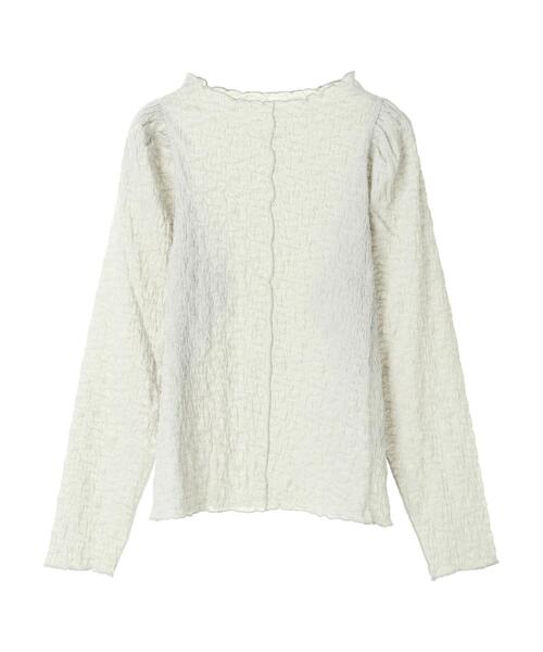 earth music&ecology（アースミュージックアンドエコロジー）の「パワーショルダーレースカットプルオーバー ＊（Tシャツ/カットソー・レディース・ブラック/ベージュ/オフホワイト/ミント・FREE）」の5枚目の写真