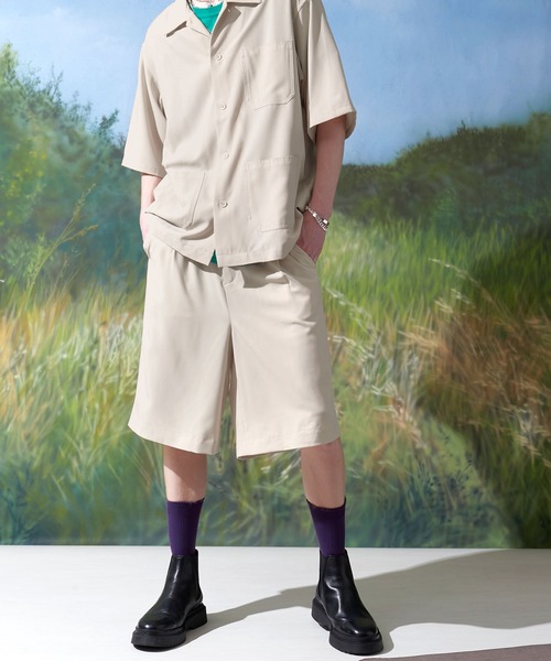 ENDER PRODUCTS(エンダープロダクツ)の「ブライトポプリン タックワイドショートパンツ【ENDER PRODUCTS/エンダープロダクツ】(その他パンツ・メンズ・ライラック/グレイッシュブルー/ブラウン/キナリ/グレイッシュベージュ/ブラック・M/L)」の2枚目の写真