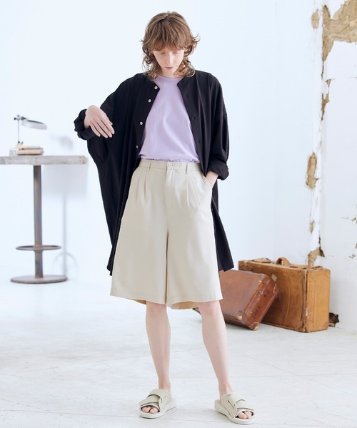 ENDER PRODUCTS(エンダープロダクツ)の「ブライトポプリン タックワイドショートパンツ【ENDER PRODUCTS/エンダープロダクツ】(その他パンツ・メンズ・ライラック/グレイッシュブルー/ブラウン/キナリ/グレイッシュベージュ/ブラック・M/L)」の7枚目の写真