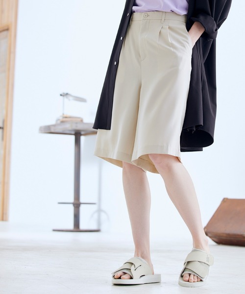 ENDER PRODUCTS(エンダープロダクツ)の「ブライトポプリン タックワイドショートパンツ【ENDER PRODUCTS/エンダープロダクツ】(その他パンツ・メンズ・ライラック/グレイッシュブルー/ブラウン/キナリ/グレイッシュベージュ/ブラック・M/L)」の9枚目の写真