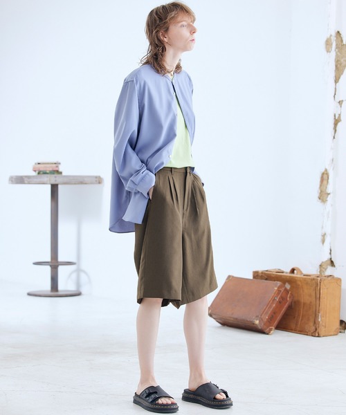 ENDER PRODUCTS(エンダープロダクツ)の「ブライトポプリン タックワイドショートパンツ【ENDER PRODUCTS/エンダープロダクツ】(その他パンツ・メンズ・ライラック/グレイッシュブルー/ブラウン/キナリ/グレイッシュベージュ/ブラック・M/L)」の16枚目の写真