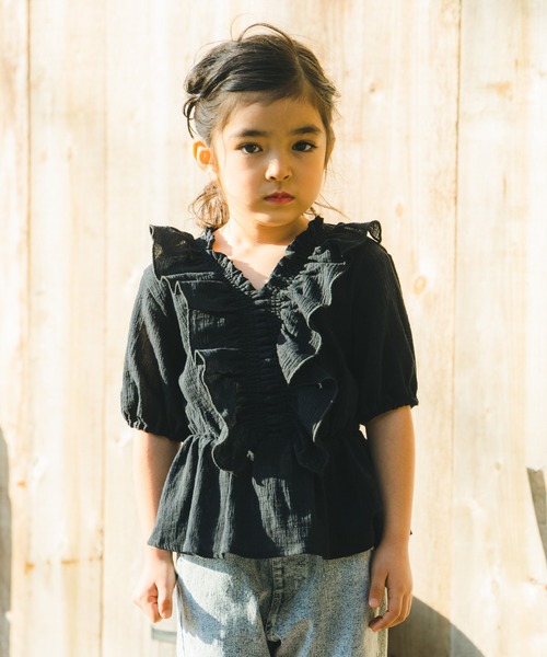 RADCHAP(ラッドチャップ)の「楊柳ギャザーチュニック(チュニック・キッズ・ブラック/オレンジ・90cm/110cm/100cm/120cm/130cm/140cm/150cm)」の19枚目の写真