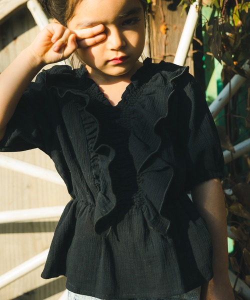 RADCHAP(ラッドチャップ)の「楊柳ギャザーチュニック(チュニック・キッズ・ブラック/オレンジ・90cm/110cm/100cm/120cm/130cm/140cm/150cm)」の10枚目の写真