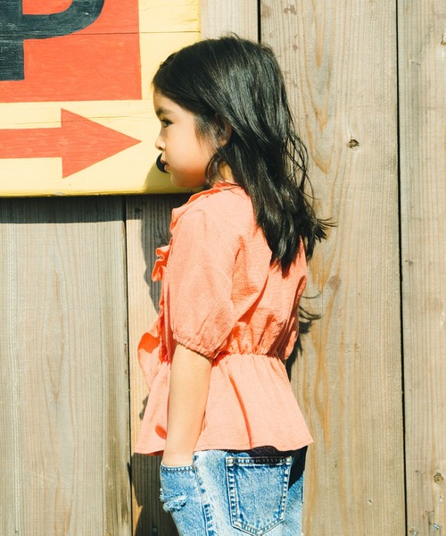 RADCHAP(ラッドチャップ)の「楊柳ギャザーチュニック(チュニック・キッズ・ブラック/オレンジ・90cm/110cm/100cm/120cm/130cm/140cm/150cm)」の5枚目の写真