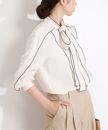 VERMEIL par iena メロー バイカラー ボウタイブラウス ピンク VERMEIL par iena メロー バイカラー ボウタイブラウス ピンク