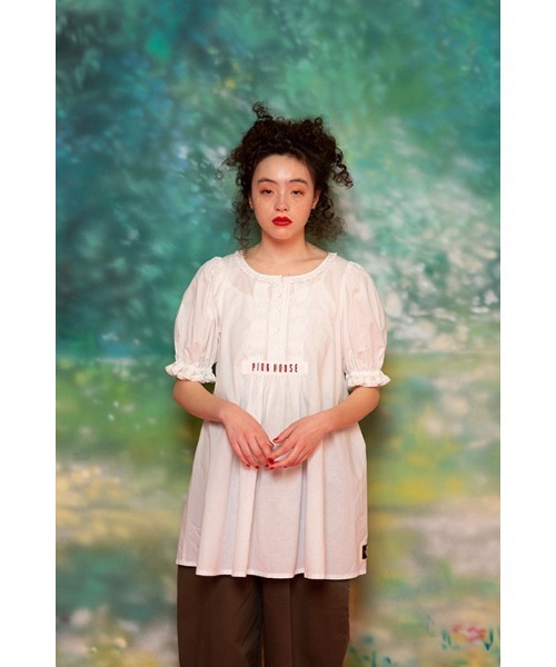 Pink ロゴ刺繍入りスモックブラウス シャツ ブラウス トップス House ピンクハウス のファッション