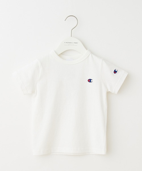 Champion（チャンピオン）の「【KIDS】championクルーネックTee（Tシャツ/カットソー・キッズ・パープル/オレンジ/ブラック/ベージュ/オフホワイト/ライム/グレー・130/140/150/ONE SIZE/100/120/110）」の2枚目の写真