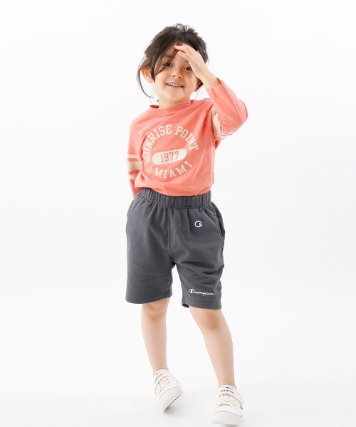 Champion(チャンピオン)の「【Champion/チャンピオン】キッズ キャンパス スウェットショーツ(スウェットパンツ・キッズ・オレンジ/ネイビー/グリーン/サックスブルー/チャコール・110/130/140/100/120)」の1枚目の写真