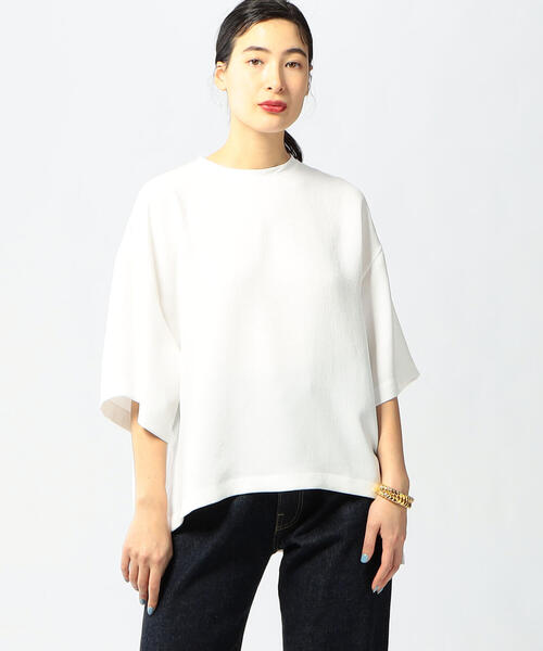 EDITION（エディション）の「【WEB限定】PE Georgette オーバーＴシャツブラウス（シャツ/ブラウス・レディース・ホワイト/ブラック/ベージュ・FREE）」の2枚目の写真