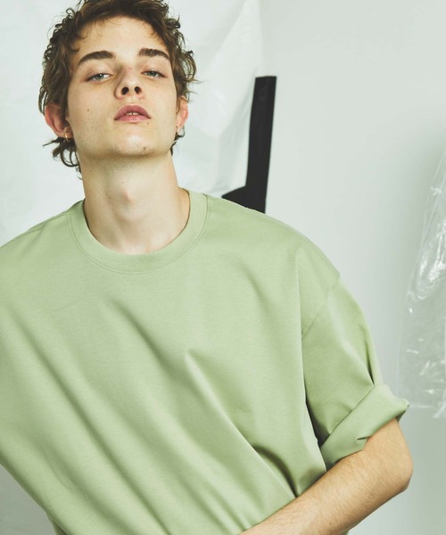 MAISON SPECIAL（メゾンスペシャル）の「【ZOZOTOWN限定】《ユニセックスアイテム》マーセライズスムースオーバーサイズTシャツ【MAISON SPECIAL/メゾンスペシャル】（Tシャツ/カットソー・メンズ・オフホワイト/ライトグリーン/パープル・0/1/2）」の14枚目の写真