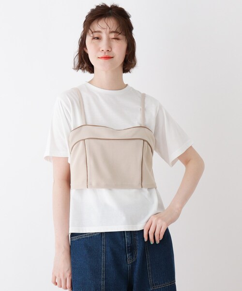 Cutie Blonde（キューティーブロンド）の「◆【S-LL/2点セット】パイピングビスチェセット（その他トップス・レディース・ブラック/オレンジ/ライトグリーン/ナチュラル・01/02/03/04）」の2枚目の写真