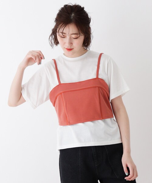 Cutie Blonde（キューティーブロンド）の「◆【S-LL/2点セット】パイピングビスチェセット（その他トップス・レディース・ブラック/オレンジ/ライトグリーン/ナチュラル・01/02/03/04）」の4枚目の写真