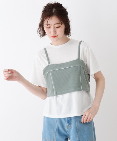 Cutie Blonde（キューティーブロンド）の「◆【S-LL/2点セット】パイピングビスチェセット（その他トップス・レディース・ブラック/オレンジ/ライトグリーン/ナチュラル・01/02/03/04）」の3枚目の写真