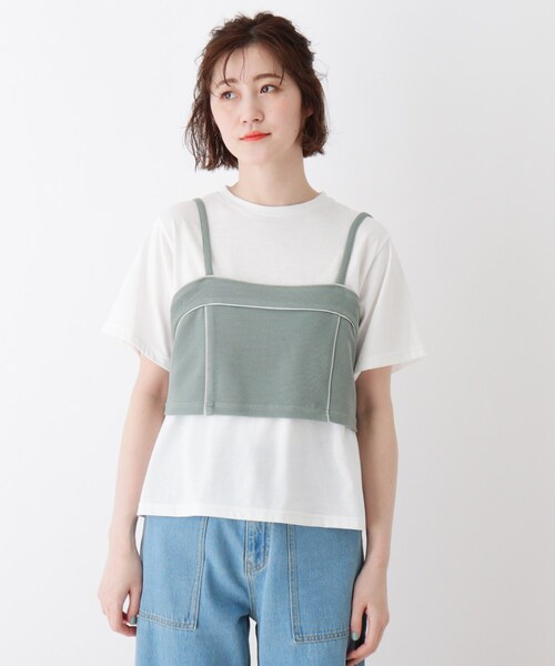 Cutie Blonde（キューティーブロンド）の「◆【S-LL/2点セット】パイピングビスチェセット（その他トップス・レディース・ブラック/オレンジ/ライトグリーン/ナチュラル・01/02/03/04）」の7枚目の写真