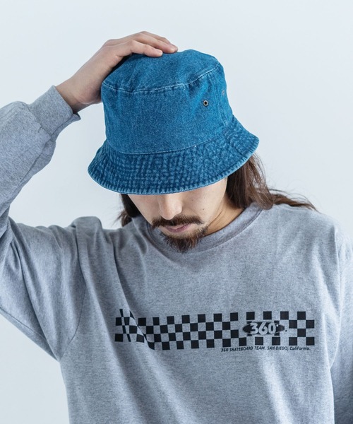 newhattan（ニューハッタン）の「NEWHATTAN ニューハッタン Bucket Hat -denim- デニムバケットハット（ハット・メンズ・ブラック/ダークブルー/ライトブルー/ブルー・FREE）」の2枚目の写真