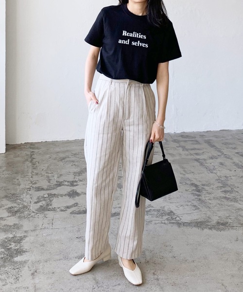 RealitiesカラーロゴプリントコンパクトTシャツ