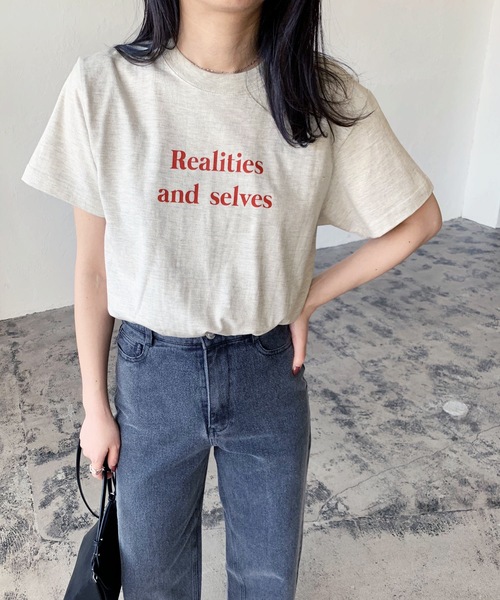 RealitiesカラーロゴプリントコンパクトTシャツ