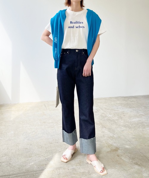 RealitiesカラーロゴプリントコンパクトTシャツ