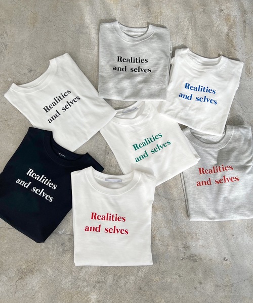 RealitiesカラーロゴプリントコンパクトTシャツ