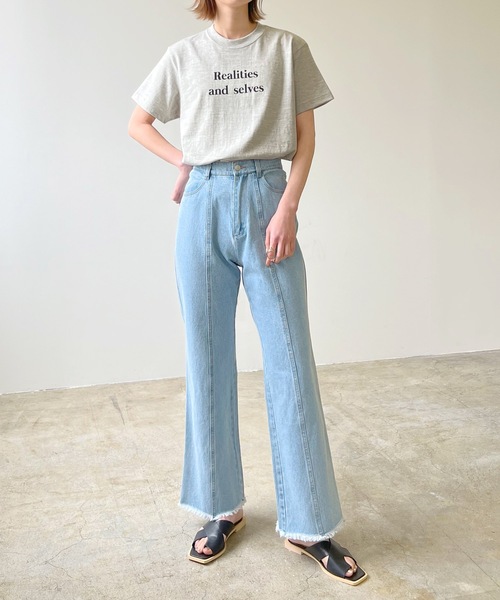 RealitiesカラーロゴプリントコンパクトTシャツ