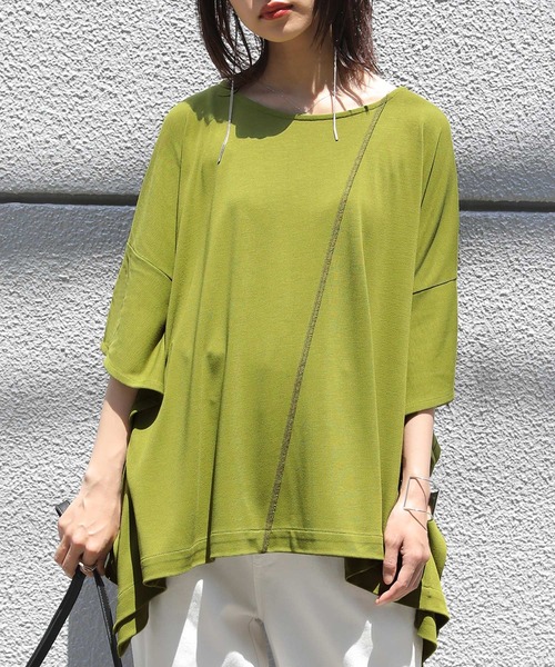 osharewalker（オシャレウォーカー）の「【機能素材】『ドルマン変形カットソー』（Tシャツ/カットソー・レディース・ブラック/アイボリー/ピンク/グリーン/モカ/グレイッシュブルー/ラベンダー・FREE）」の21枚目の写真